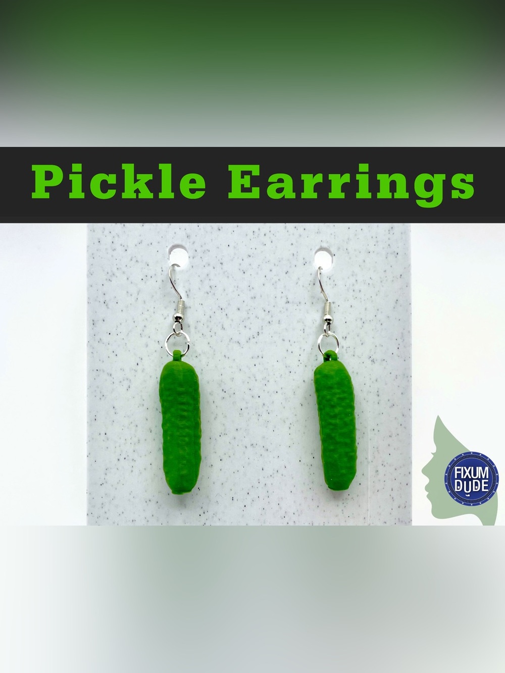 Green Reptile Pickle Earrings - Unbranded
